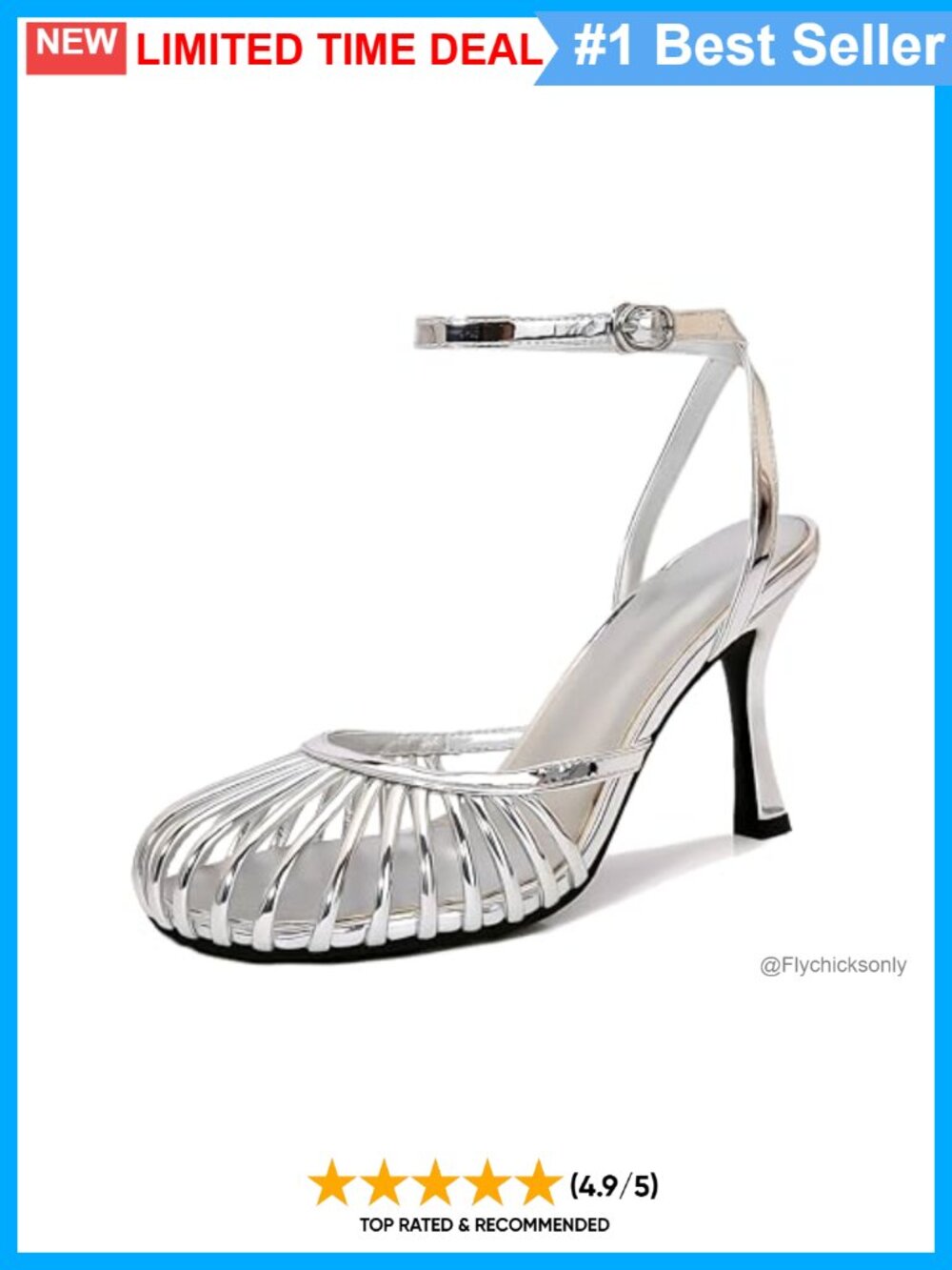 Strappy Stiletto Heeled Sandals Square Toe Ankle Strap Wedding Party Shoes
